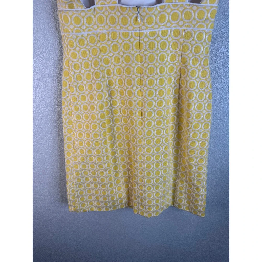 Shoshanna Women's Yellow Geometric Piqué Open Back Sheath Dress Size 4